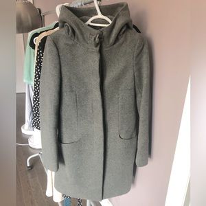 Babaton Pearce Wool Pea Coat with hood in medium grey S